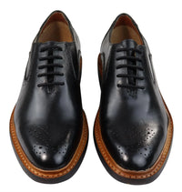 Mens Brogue Oxford Shoes Tan Brown Black Laced Leather Goodyear Welted