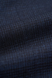 Men's Sky Blue Check 3-Piece Suit with Contrasting Navy Trousers