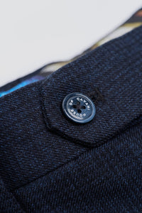 Men's Sky Blue Check 3-Piece Suit with Contrasting Navy Trousers