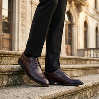 Cambridge - Men's Dark Brown Wingtip Brogue Derby Shoes