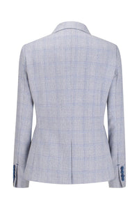 Womens Light Blue Tweed Blazer