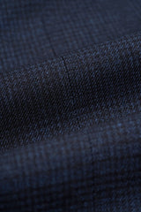 Men's Navy Blue Check 3-Piece Suit with Contrasting Cream Waistcoat