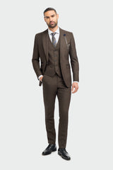 Mens 3 Piece Check Suit Tweed Black Brown Tailored Fit Wedding Peaky Classic
