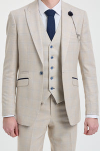 Mens Cream 3 Piece Wedding Suit - Cavani Caridi
