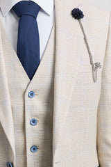 Mens Cream 3 Piece Wedding Suit - Cavani Caridi