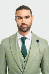 Caridi - Men's Sage Green 3 Piece Checked Suit