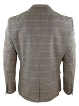 Mens Herringbone Check Vintage Blazer - Cavani Albert-Tan