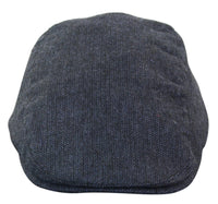 Cavani Martez Hat - Mens Grandad Hat Navy Blue Flat Cap Herringbone Vintage Retro Del Boy Classic Gatsby Peaky Blinders