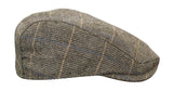Cavani Albert Mens Tweed Flat Cap - Herringbone Tweed Wool Grandad Flat Hats Vintage - Tan Brown/Charcoal Grey