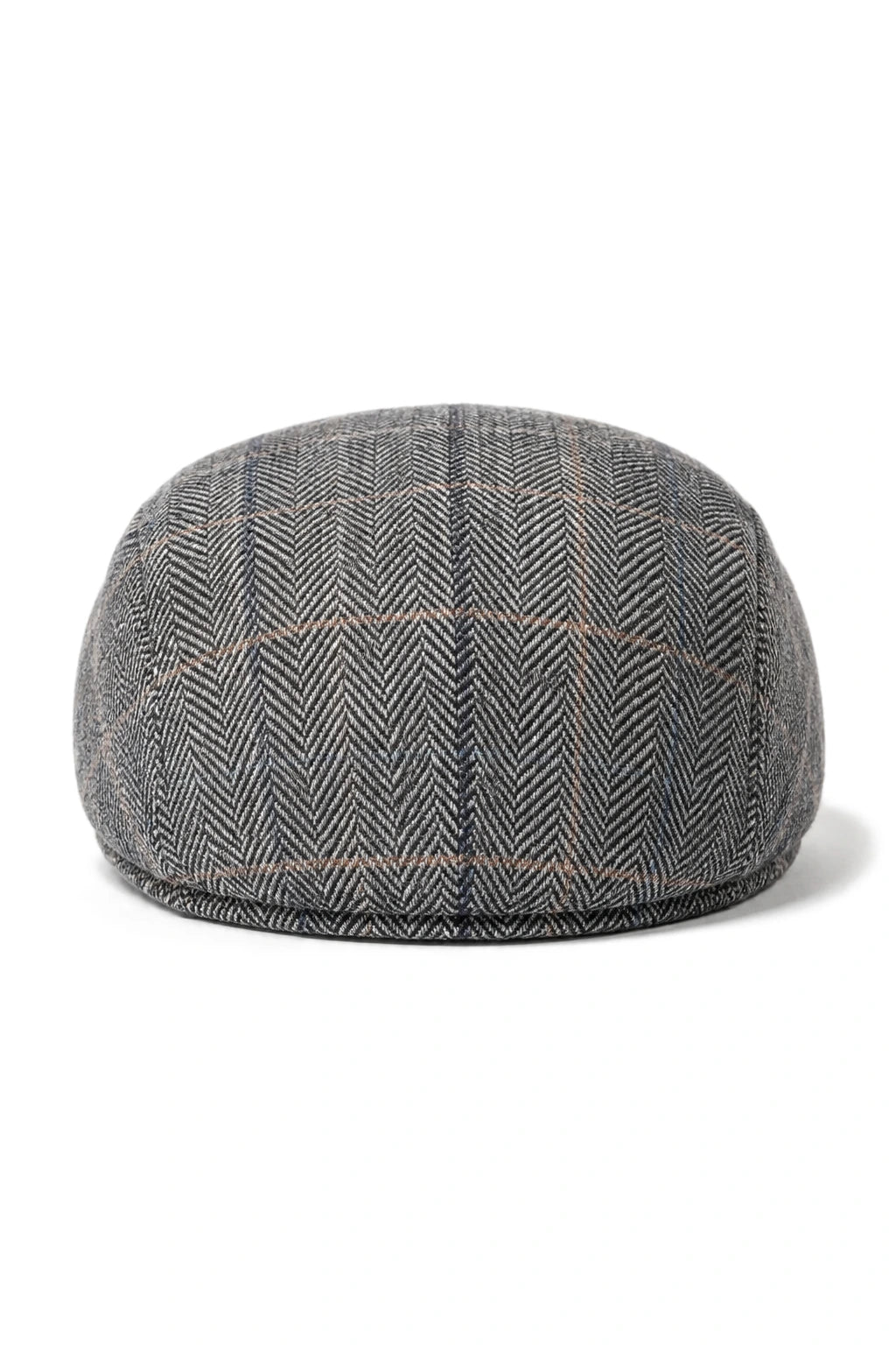 Cavani Albert Mens Tweed Flat Cap - Herringbone Tweed Wool Grandad Flat Hats Vintage - Tan Brown/Charcoal Grey
