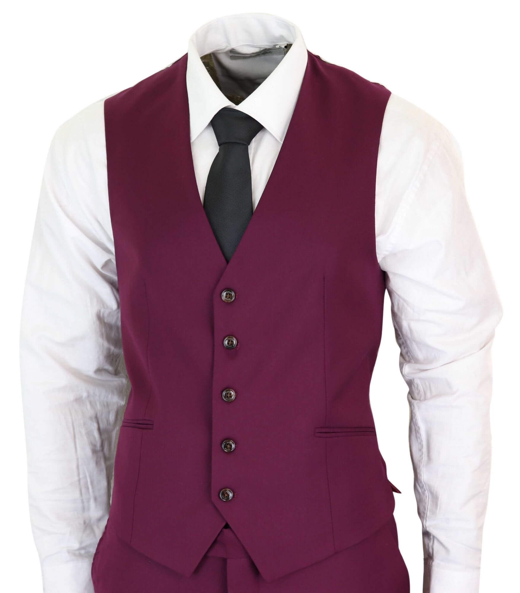 Cavani Magnus - Men's 3 Piece Cassic Burgundy Wine Suit