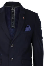 Cavani Mens Classic 3/4 Length Navy Overcoat