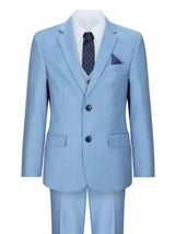 Boys 3 Piece Suit Sky Blue Light Wedding Party Christening Smart Formal