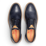 Claret - Men's Blue Leather Lace-Up Derby Shoes