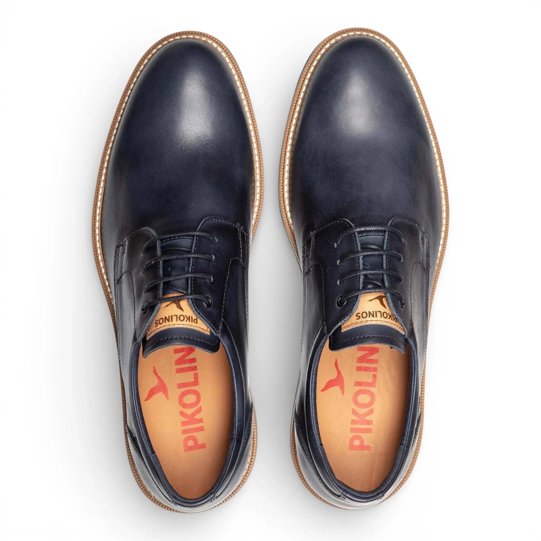 Claret - Men's Blue Leather Lace-Up Derby Shoes
