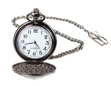 Classic 1920's Style Pocket Black Watch with Chain