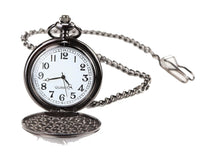 Classic 1920's Style Pocket Black Watch with Chain
