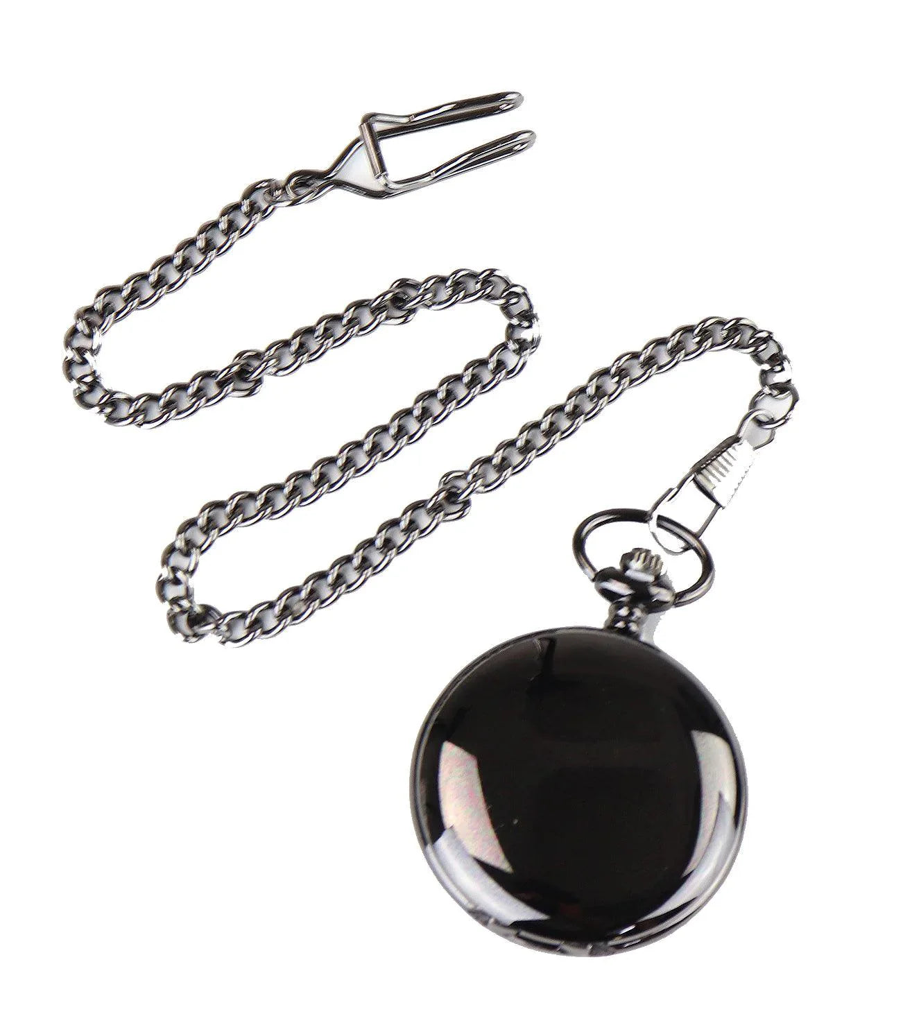 Classic 1920's Style Pocket Black Watch with Chain
