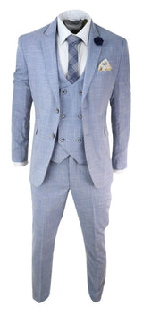 Mens Light Blue 3 Piece Suit