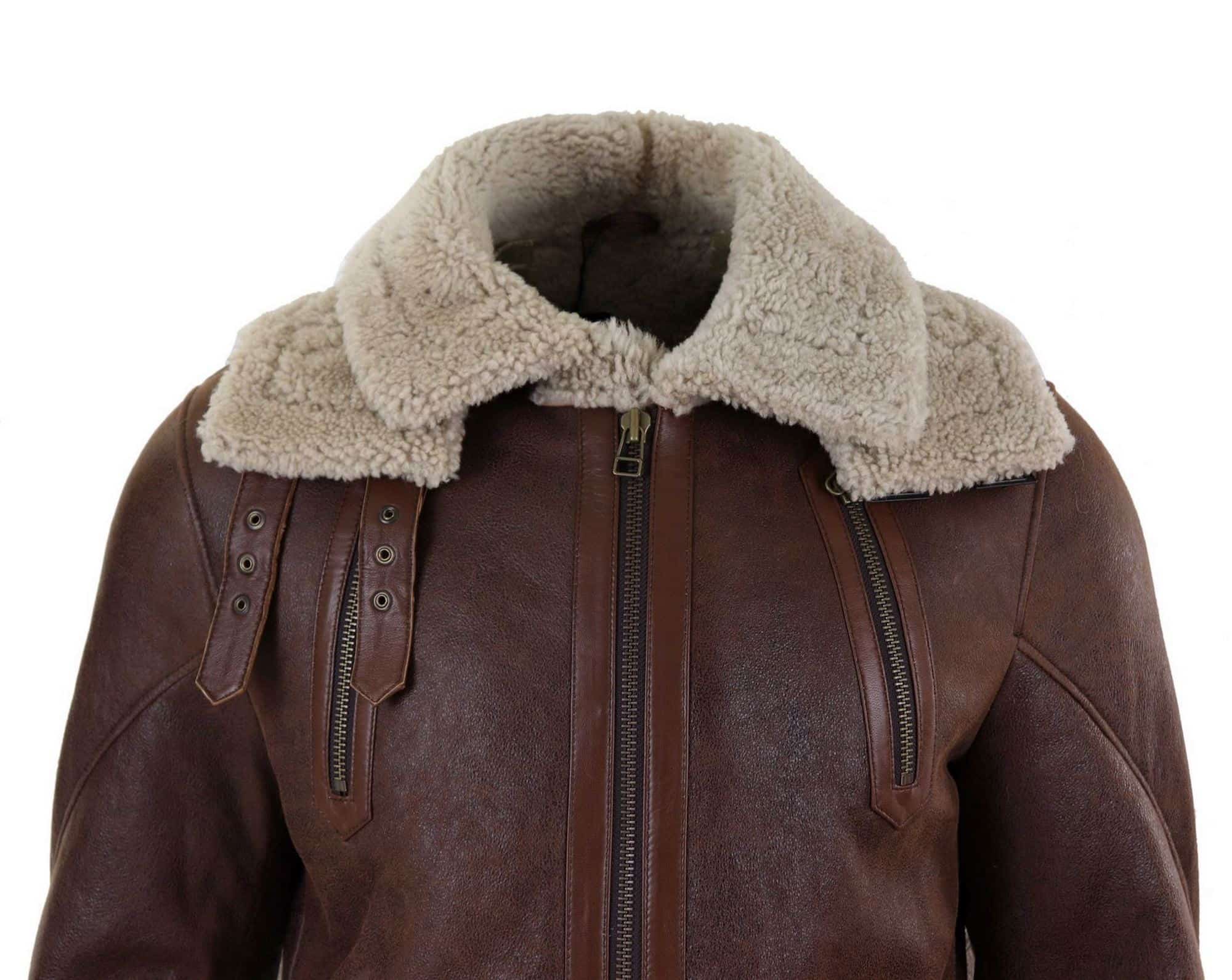 Mens 3/4 Shearling Sheepskin Long Jacket