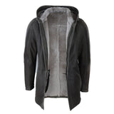 Men's 3/4 Brown Soft Sheepskin Hood Jacket 3/4 Coat Classic Warm Winter