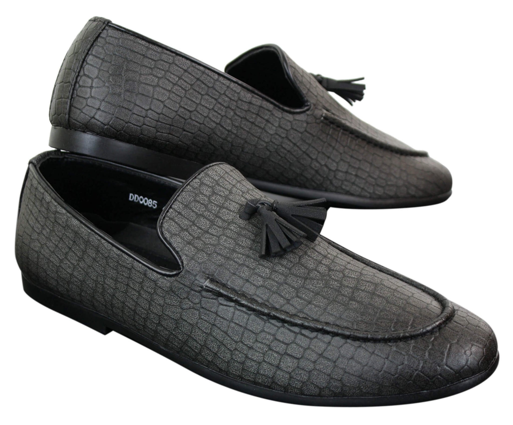 Elong DD0085 - Mens Snake Crocodile Leather PU Loafers Driving Shoes Slip On Tassel Comfort Vintage
