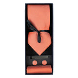 Diamond Neck Orange Tie Gift Set Pocket Square Cuff Links Pin Tie For Shirt Satin