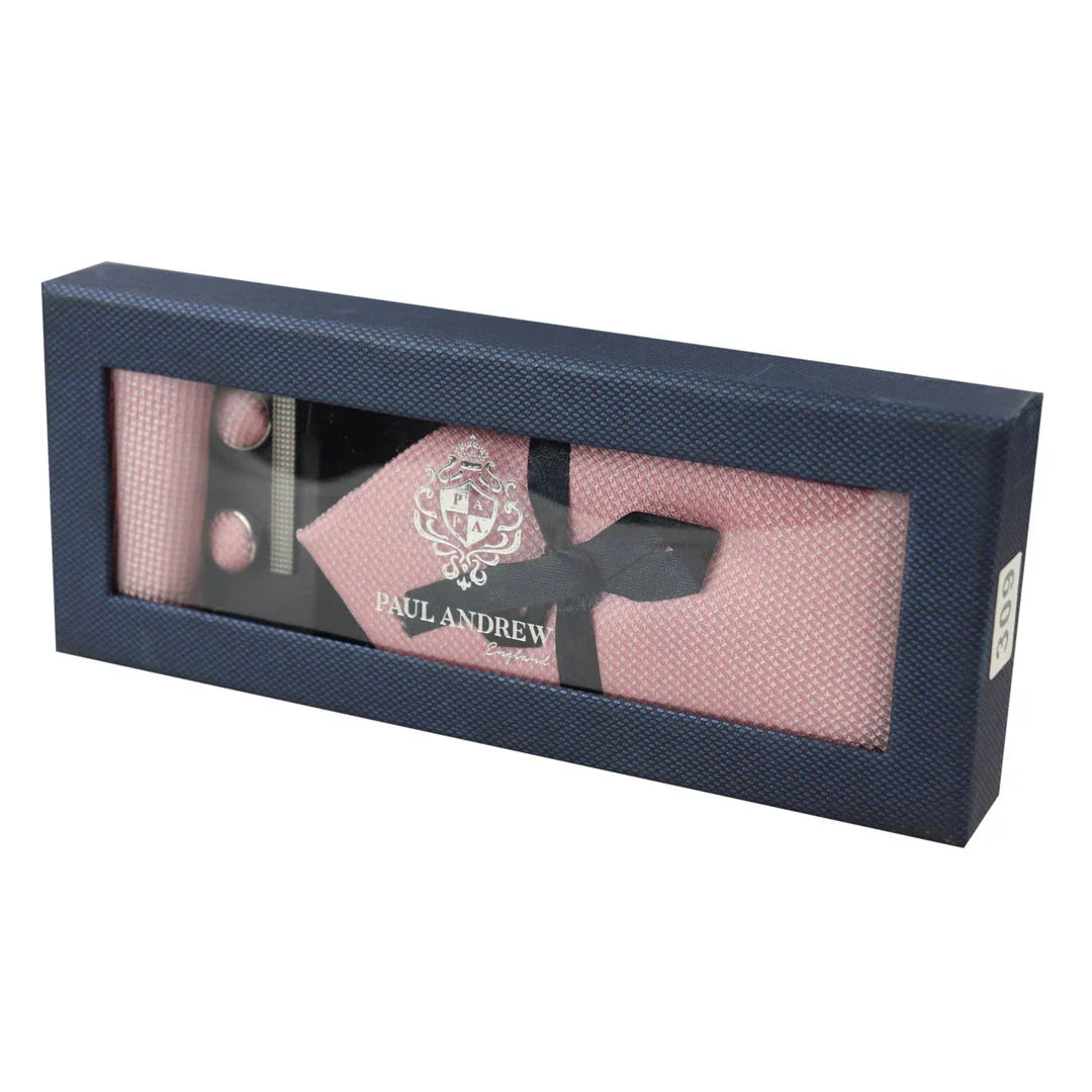 Diamond Neck Pink Tie Gift Set Pocket Square Cuff Links Pin Tie For Shirt Satin