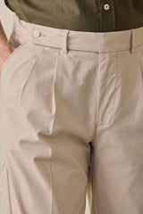 Men’s Sage Green Cotton Blend Safari Jacket & Beige Trousers Set Smart Casual Outfit