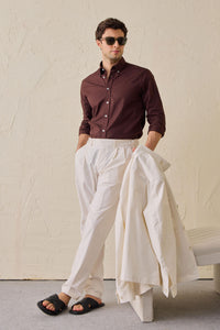 Men’s White Smart Casual 2 Piece Suit Safari Style Stand Collar Stretch Set