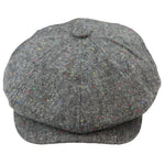 8 Panel Baker Boy Cap Shelby Hat Wool Tweed Classic Grey Razor