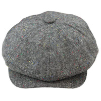 8 Panel Baker Boy Cap Shelby Hat Wool Tweed Classic Grey Razor