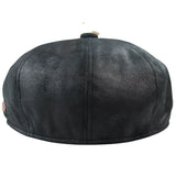 Men's 8 Panel Razor Baker Boy Hat PU Leather Blinders Newsboy Flat Cap Black