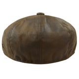 Men's 8 Panel Razor Baker Boy Hat PU Leather Blinders Newsboy Flat Cap Brown