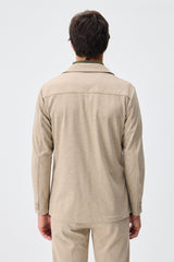 Men’s Beige Soft Jersey Smart Casual Suit Blazer Jacket & Trousers Set
