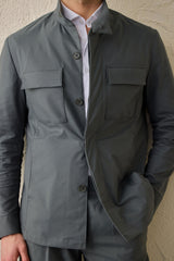 Men’s Sage Green Utility Jacket Lightweight Smart Casual Jacket
