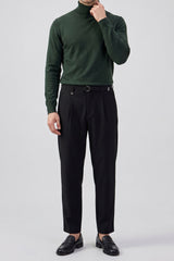 Men’s Green Turtleneck Sweater Soft Viscose Blend Long Sleeve Knit Pullover