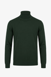 Men’s Green Turtleneck Sweater Soft Viscose Blend Long Sleeve Knit Pullover