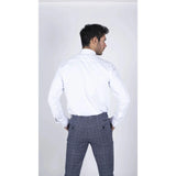 Men's White Button Down Poplin Shirt With Bar & Chain Formal Classic