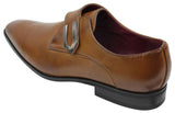 Mens Tan Brown Black Leather Shoes Italian Design Metal Buckle Slip On Smart