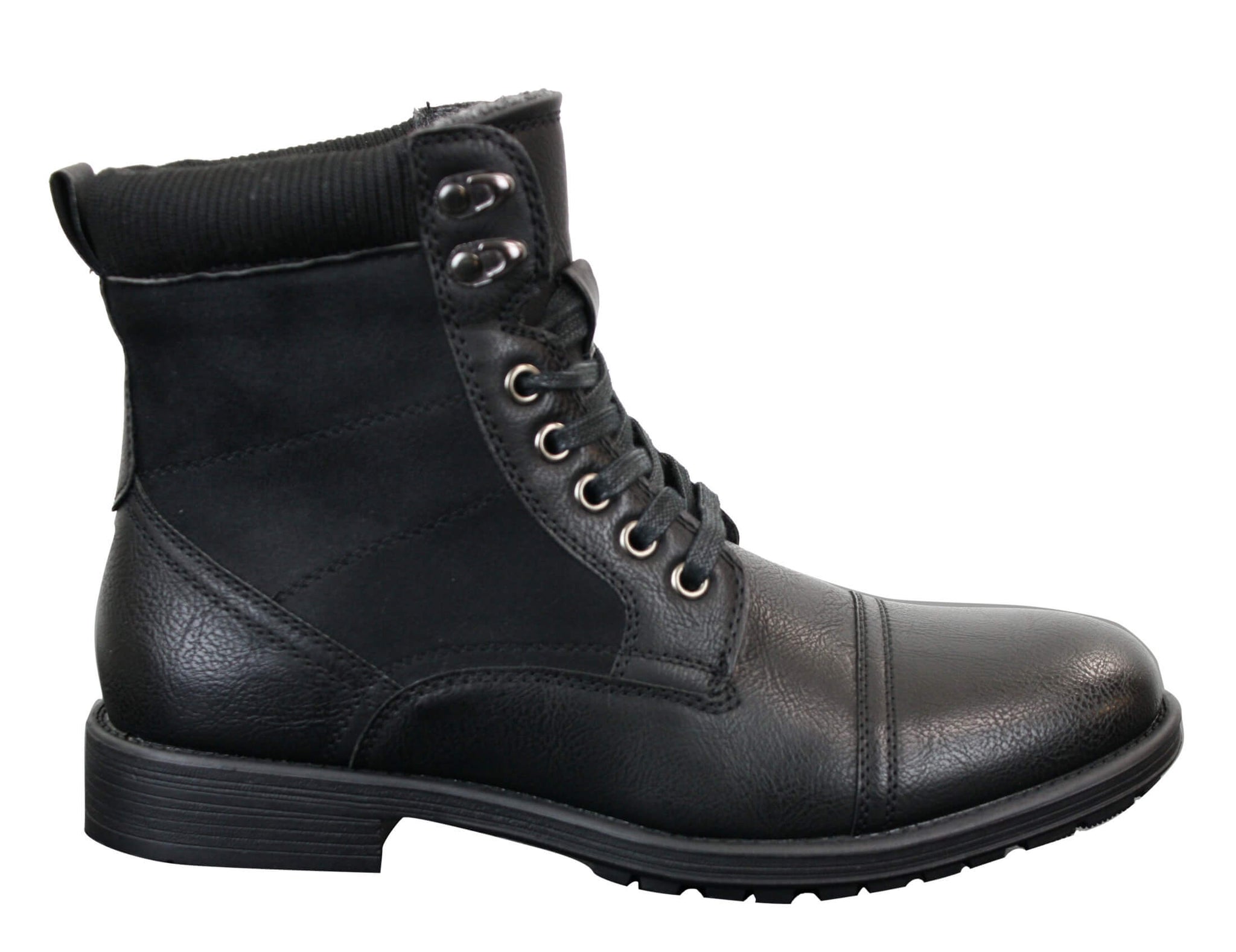 Mens Leather Suede PU Fleece Army Combat Military Ankle Boots Retro