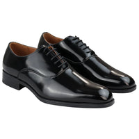 Mens Smart Formal Patent Oxford Black Shoes Shiny Laced Classic Round Toe Dress