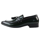 Men's Patent Tassel Slip On Green Loafers