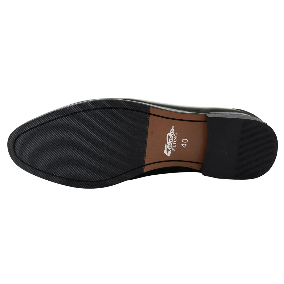 Men's Patent Tassel Slip On Green Loafers