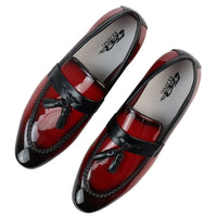 Men's Patent Tassel Slip On Red Loafers