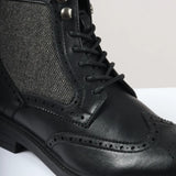 Men's Lace Up Brogue Black Ankle Boots