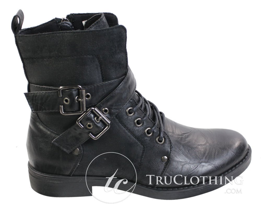 Punk Rocker Boots Men Mens Punk Rock Goth Emo Ankle Boots Brown Black Leather Buckle: Buy ...