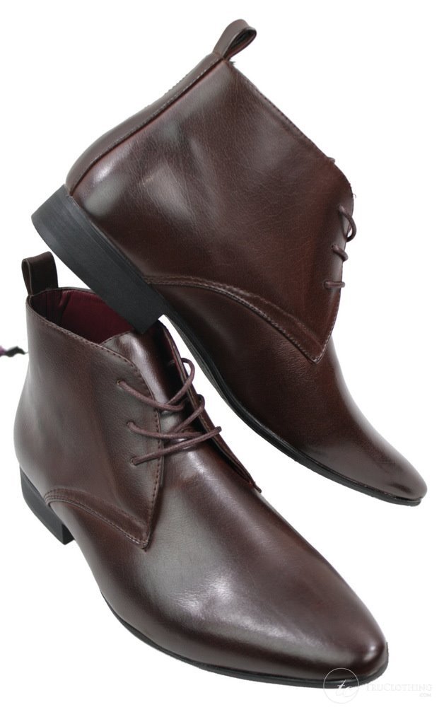 Mens Black Brown Leather Ankle Boots Italian Smart Chesea Dealer Slip On