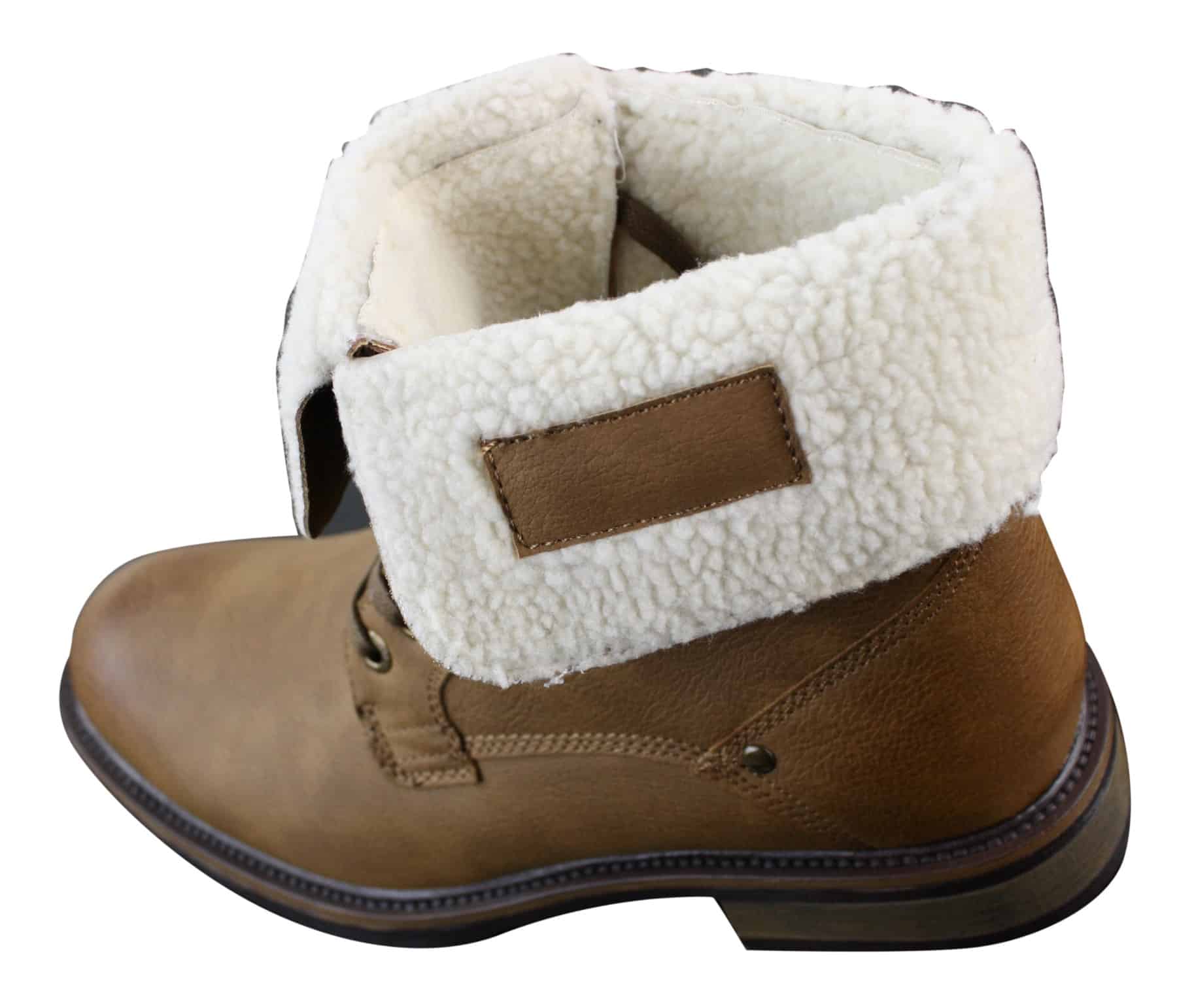 Mens Tan Brown Military Ankle Leather Fleece Fur Lined Casual Army Combat Boots