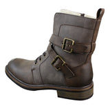 Mens Punk Rock Goth Emo Biker Ankle Boots Leather Buckle Fur Fleece Lined